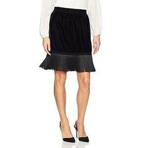 T TAHARI Women's Black Tassel Hem Velvet Isra Skirt - Size 10 - NWT $118